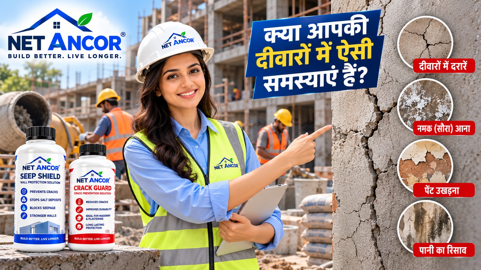Net Ancor wall problems advertisement with female engineer
